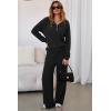 imageDokotoo 2 Piece Lounge Sets for Women Ribbed Knit Button V Neck Long Sleeve Tops Matching Pants Pajamas Set 2025 Fall OutfitsBlack