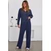 imageDokotoo 2 Piece Lounge Sets for Women Ribbed Knit Button V Neck Long Sleeve Tops Matching Pants Pajamas Set 2025 Fall OutfitsBlue