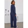 imageDokotoo 2 Piece Lounge Sets for Women Ribbed Knit Button V Neck Long Sleeve Tops Matching Pants Pajamas Set 2025 Fall OutfitsBlue