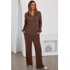 imageDokotoo 2 Piece Lounge Sets for Women Ribbed Knit Button V Neck Long Sleeve Tops Matching Pants Pajamas Set 2025 Fall OutfitsBrown