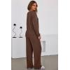 imageDokotoo 2 Piece Lounge Sets for Women Ribbed Knit Button V Neck Long Sleeve Tops Matching Pants Pajamas Set 2025 Fall OutfitsBrown