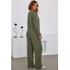 imageDokotoo 2 Piece Lounge Sets for Women Ribbed Knit Button V Neck Long Sleeve Tops Matching Pants Pajamas Set 2025 Fall OutfitsGreen