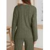 imageDokotoo 2 Piece Lounge Sets for Women Ribbed Knit Button V Neck Long Sleeve Tops Matching Pants Pajamas Set 2025 Fall OutfitsGreen