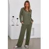 imageDokotoo 2 Piece Lounge Sets for Women Ribbed Knit Button V Neck Long Sleeve Tops Matching Pants Pajamas Set 2025 Fall OutfitsGreen