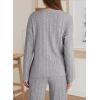 imageDokotoo 2 Piece Lounge Sets for Women Ribbed Knit Button V Neck Long Sleeve Tops Matching Pants Pajamas Set 2025 Fall OutfitsGrey
