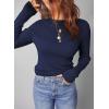 imageDokotoo Fall Sweaters for Women 2025 Casual Cashmere Lightweight Long Sleeve Crew Neck Solid Basic Slim Fit Sweater TopsNavy Blue