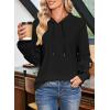 imageDokotoo Hoodies for Women Soft Long Sleeve Casual Hoodie Oversized Sweatshirt Lightweight Knit Pullover Drawstring Hooded TopsBlack
