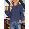 imageDokotoo Hoodies for Women Soft Long Sleeve Casual Hoodie Oversized Sweatshirt Lightweight Knit Pullover Drawstring Hooded TopsDirty Blue