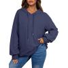 imageDokotoo Hoodies for Women Soft Long Sleeve Casual Hoodie Oversized Sweatshirt Lightweight Knit Pullover Drawstring Hooded TopsDirty Blue