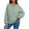 imageDokotoo Hoodies for Women Soft Long Sleeve Casual Hoodie Oversized Sweatshirt Lightweight Knit Pullover Drawstring Hooded TopsSmoke Green