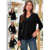 imageDokotoo Long Sleeve Shirts for Women 2025 Fall V Neck Knitted Pullover Tunic Tops Womens Blouses Dressy CasualBlack