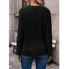 imageDokotoo Long Sleeve Shirts for Women 2025 Fall V Neck Knitted Pullover Tunic Tops Womens Blouses Dressy CasualBlack
