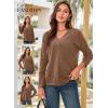imageDokotoo Long Sleeve Shirts for Women 2025 Fall V Neck Knitted Pullover Tunic Tops Womens Blouses Dressy CasualBrown