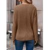 imageDokotoo Long Sleeve Shirts for Women 2025 Fall V Neck Knitted Pullover Tunic Tops Womens Blouses Dressy CasualBrown