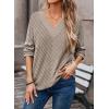imageDokotoo Long Sleeve Shirts for Women 2025 Fall V Neck Knitted Pullover Tunic Tops Womens Blouses Dressy CasualGray