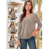 imageDokotoo Long Sleeve Shirts for Women 2025 Fall V Neck Knitted Pullover Tunic Tops Womens Blouses Dressy CasualGray