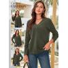 imageDokotoo Long Sleeve Shirts for Women 2025 Fall V Neck Knitted Pullover Tunic Tops Womens Blouses Dressy CasualGreen