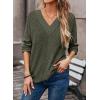 imageDokotoo Long Sleeve Shirts for Women 2025 Fall V Neck Knitted Pullover Tunic Tops Womens Blouses Dressy CasualGreen
