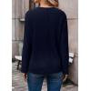 imageDokotoo Long Sleeve Shirts for Women 2025 Fall V Neck Knitted Pullover Tunic Tops Womens Blouses Dressy CasualNavy Blue