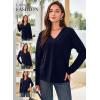 imageDokotoo Long Sleeve Shirts for Women 2025 Fall V Neck Knitted Pullover Tunic Tops Womens Blouses Dressy CasualNavy Blue