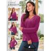 imageDokotoo Long Sleeve Shirts for Women 2025 Fall V Neck Knitted Pullover Tunic Tops Womens Blouses Dressy CasualRose Red