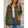 imageDokotoo Winter Fleece Heating 2025 Jacket for Women Button Down Stand Collar with Pockets CoatsArmy Green
