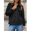 imageDokotoo Winter Fleece Heating 2025 Jacket for Women Button Down Stand Collar with Pockets CoatsBlack