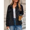 imageDokotoo Winter Fleece Heating 2025 Jacket for Women Button Down Stand Collar with Pockets CoatsBlack
