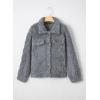 imageDokotoo Winter Fleece Heating 2025 Jacket for Women Button Down Stand Collar with Pockets CoatsDark Grey