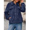 imageDokotoo Winter Fleece Heating 2025 Jacket for Women Button Down Stand Collar with Pockets CoatsNavy