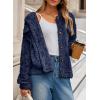 imageDokotoo Winter Fleece Heating 2025 Jacket for Women Button Down Stand Collar with Pockets CoatsNavy