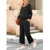 imageDokotoo Womens 2 Piece Lounge Set Casual V Neck Sweatshirt Fashion Travel Wide Leg Tracksuit Sweatsuits OutfitsBlack