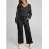 imageDokotoo Womens 2 Piece Lounge Set Casual V Neck Sweatshirt Fashion Travel Wide Leg Tracksuit Sweatsuits OutfitsBlack