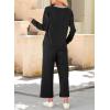 imageDokotoo Womens 2 Piece Lounge Set Casual V Neck Sweatshirt Fashion Travel Wide Leg Tracksuit Sweatsuits OutfitsBlack