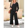 imageDokotoo Womens 2 Piece Lounge Set Casual V Neck Sweatshirt Fashion Travel Wide Leg Tracksuit Sweatsuits OutfitsBlack