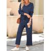 imageDokotoo Womens 2 Piece Lounge Set Casual V Neck Sweatshirt Fashion Travel Wide Leg Tracksuit Sweatsuits OutfitsDark Blue