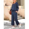 imageDokotoo Womens 2 Piece Lounge Set Casual V Neck Sweatshirt Fashion Travel Wide Leg Tracksuit Sweatsuits OutfitsDark Blue