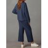imageDokotoo Womens 2 Piece Lounge Set Casual V Neck Sweatshirt Fashion Travel Wide Leg Tracksuit Sweatsuits OutfitsDark Blue
