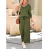imageDokotoo Womens 2 Piece Lounge Set Casual V Neck Sweatshirt Fashion Travel Wide Leg Tracksuit Sweatsuits OutfitsGreen