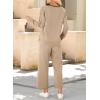 imageDokotoo Womens 2 Piece Lounge Set Casual V Neck Sweatshirt Fashion Travel Wide Leg Tracksuit Sweatsuits OutfitsKhaki