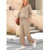imageDokotoo Womens 2 Piece Lounge Set Casual V Neck Sweatshirt Fashion Travel Wide Leg Tracksuit Sweatsuits OutfitsKhaki