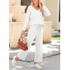 imageDokotoo Womens 2 Piece Lounge Set Casual V Neck Sweatshirt Fashion Travel Wide Leg Tracksuit Sweatsuits OutfitsWhite