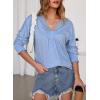 imageDokotoo Womens Casual V Neck Long Sleeve Shirts Loose Tunic Tops Business Tee BlousesBeau Blue