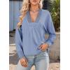 imageDokotoo Womens Casual V Neck Long Sleeve Shirts Loose Tunic Tops Business Tee BlousesBeau Blue