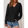 imageDokotoo Womens Casual V Neck Long Sleeve Shirts Loose Tunic Tops Business Tee BlousesBlack