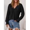 imageDokotoo Womens Casual V Neck Long Sleeve Shirts Loose Tunic Tops Business Tee BlousesBlack