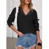 imageDokotoo Womens Casual V Neck Long Sleeve Shirts Loose Tunic Tops Business Tee BlousesBlack