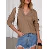 imageDokotoo Womens Casual V Neck Long Sleeve Shirts Loose Tunic Tops Business Tee BlousesBrown