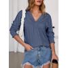 imageDokotoo Womens Casual V Neck Long Sleeve Shirts Loose Tunic Tops Business Tee BlousesDirty Blue