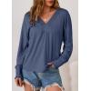 imageDokotoo Womens Casual V Neck Long Sleeve Shirts Loose Tunic Tops Business Tee BlousesDirty Blue